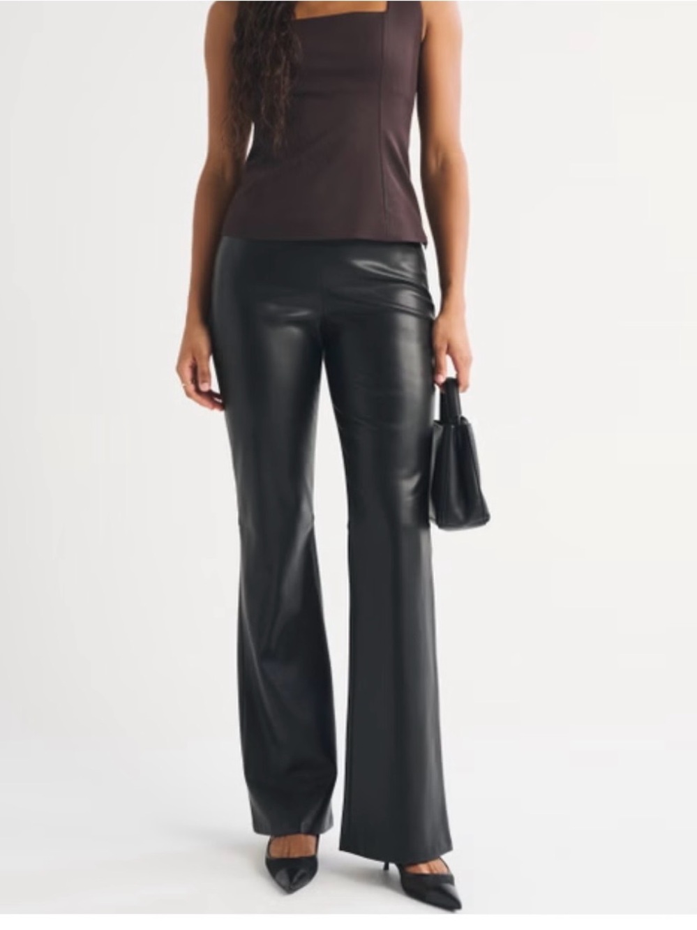 Steve Madden Citrine Black Faux Leather Flared Pants